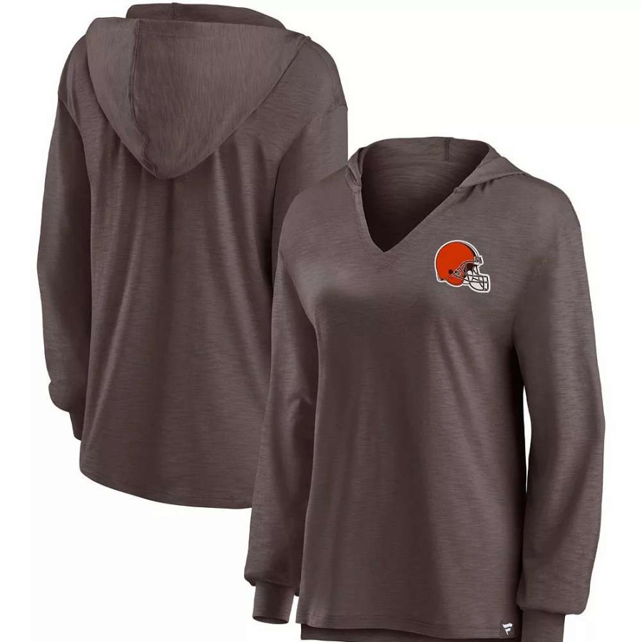 Tops * | Women'S Fanatics Branded Brown Cleveland Browns Jumper V-Neck Pullover Hoodie