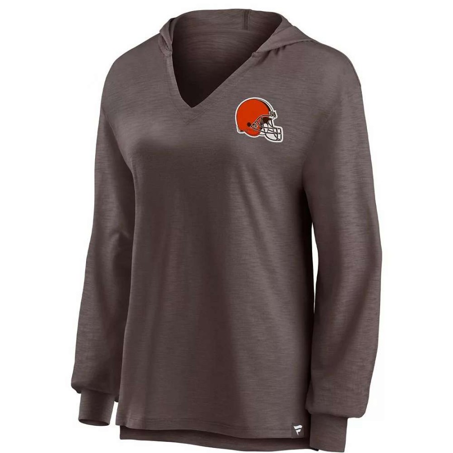 Tops * | Women'S Fanatics Branded Brown Cleveland Browns Jumper V-Neck Pullover Hoodie