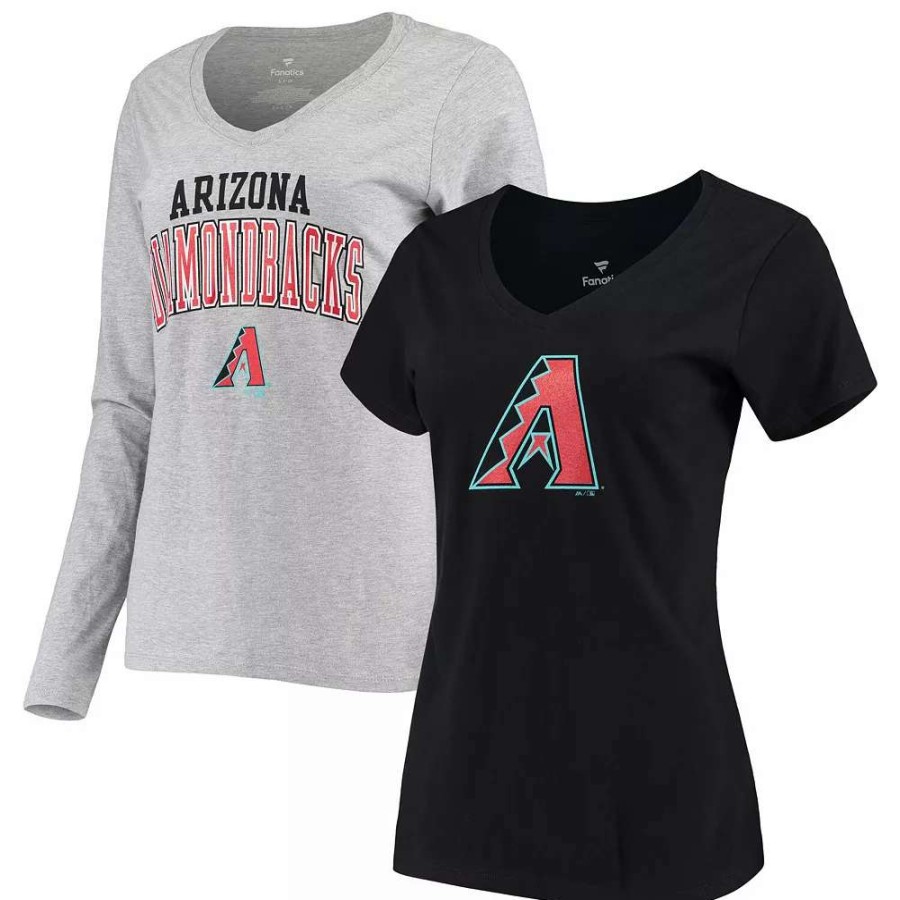 Tops * | Women'S Fanatics Branded Black/Heathered Gray Arizona Diamondbacks V-Neck T-Shirt Combo Set