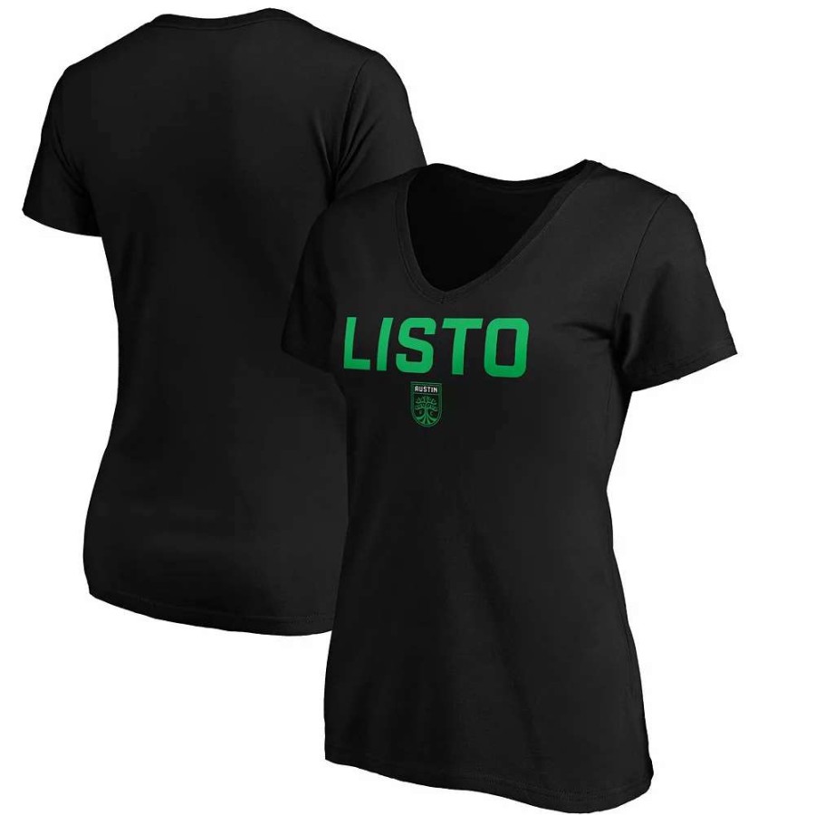 Tops * | Women'S Fanatics Branded Black Austin Fc Listo V-Neck T-Shirt