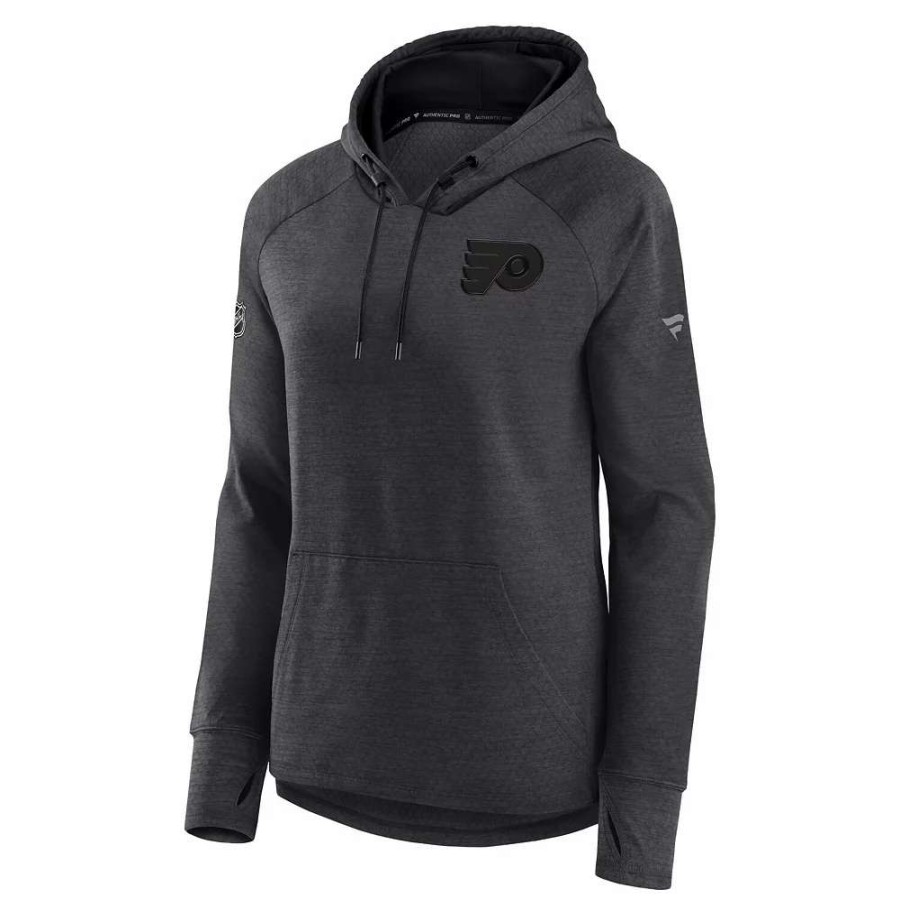 Tops * | Women'S Fanatics Branded Heather Charcoal Philadelphia Flyers Authentic Pro Road Performance Raglan Pullover Hoodie