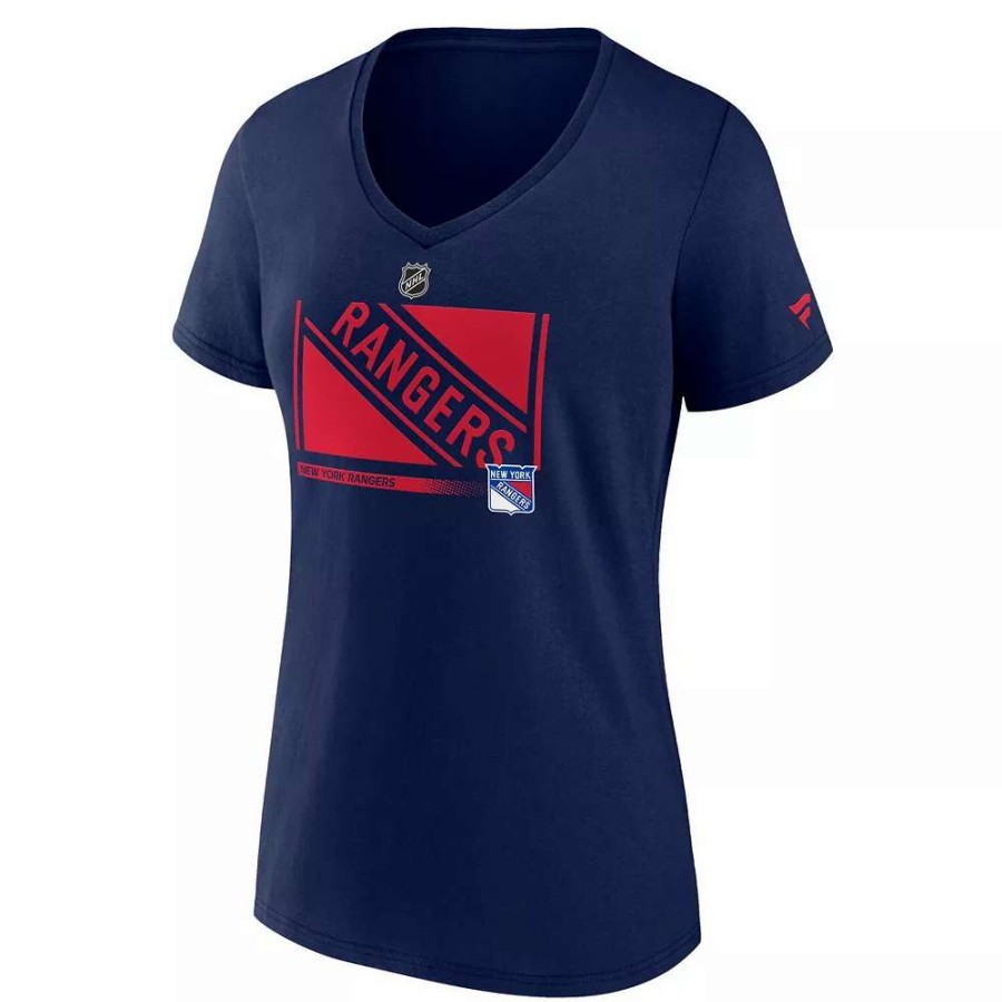 Tops * | Women'S Fanatics Branded Navy New York Rangers Authentic Pro Core Collection Secondary Logo V-Neck T-Shirt